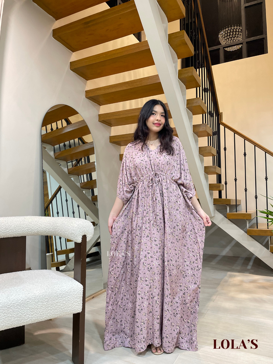 Rowena Dress (Taupe Blooms)