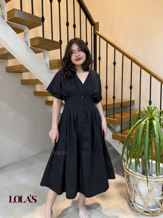 Frederica Dress (Black Poplin)