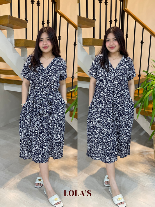 Tracy Dress (Navy Blue Florals)