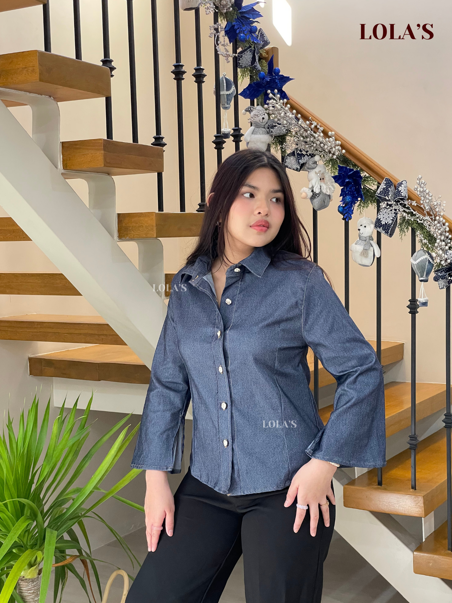 Stella Top (Gray Denim)