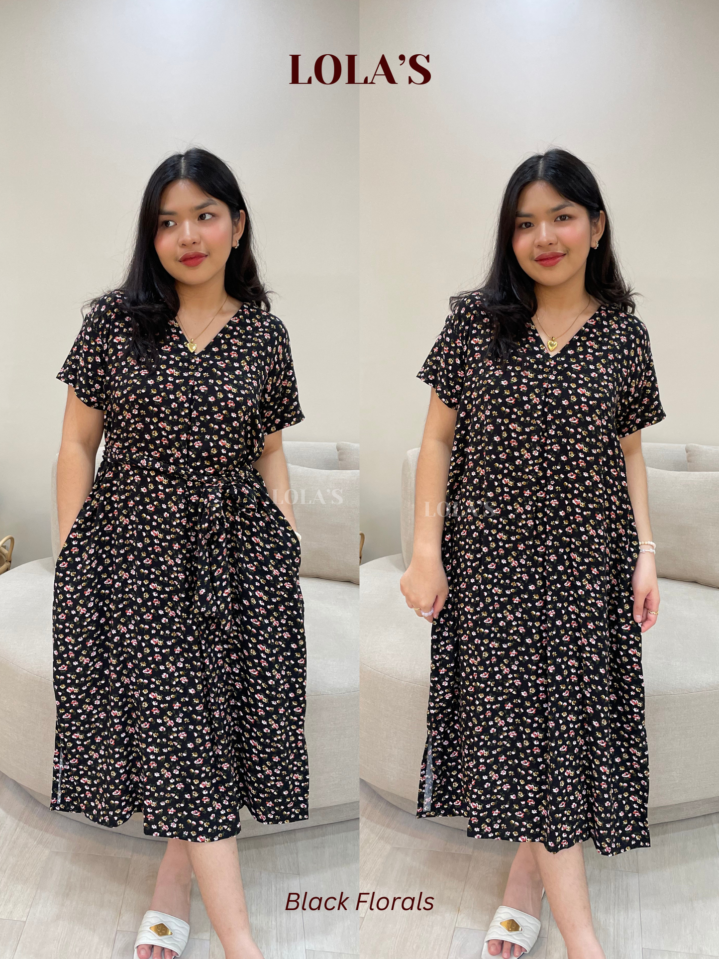 Tracy Dress (Black Florals)