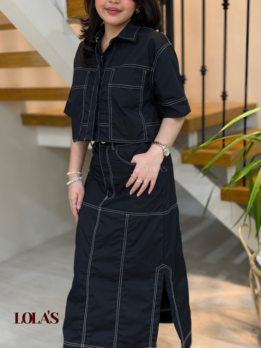 Sabina Skirt (Black Poplin)