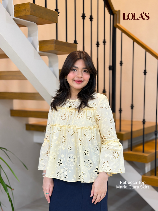 Rebecca Top (Butter Yellow Eyelet)