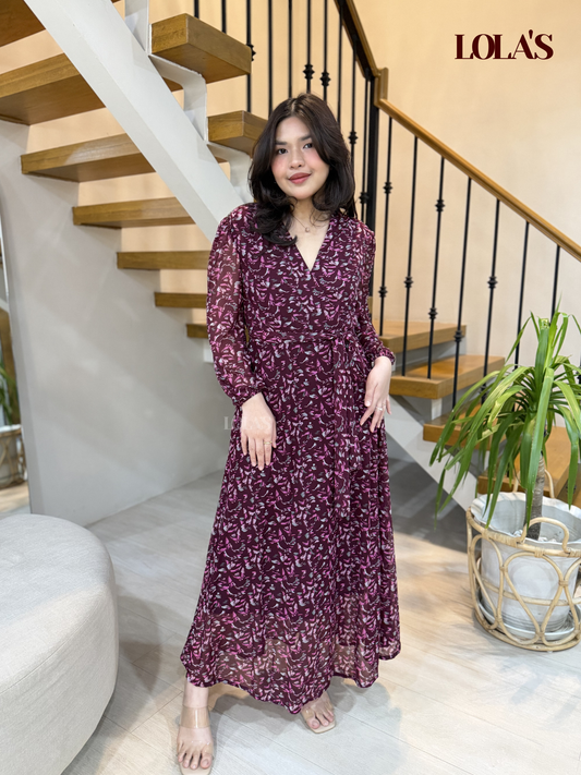 Paula Dress (Burgundy Floret)