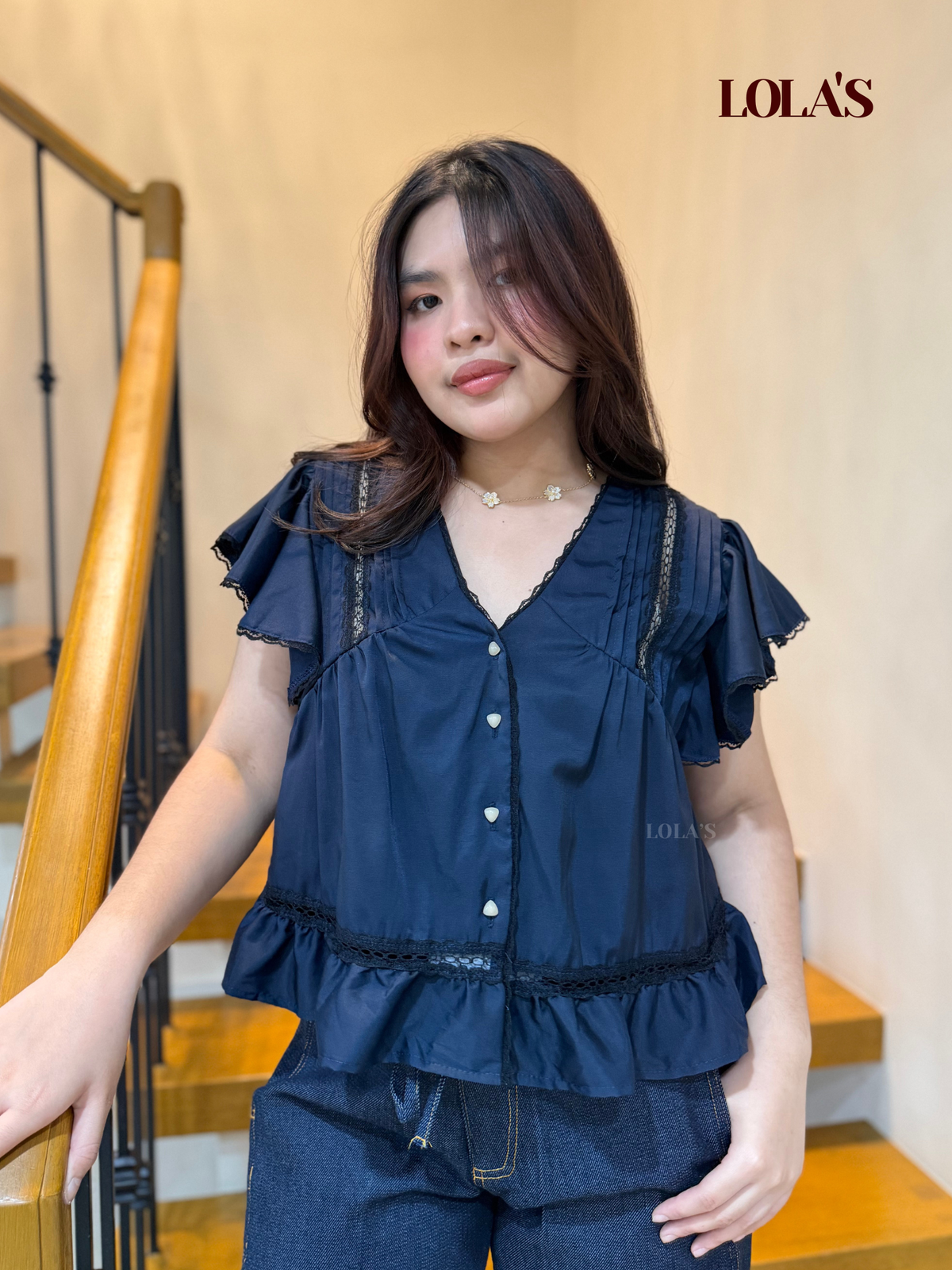 Arianna Blouse (Navy Blue)