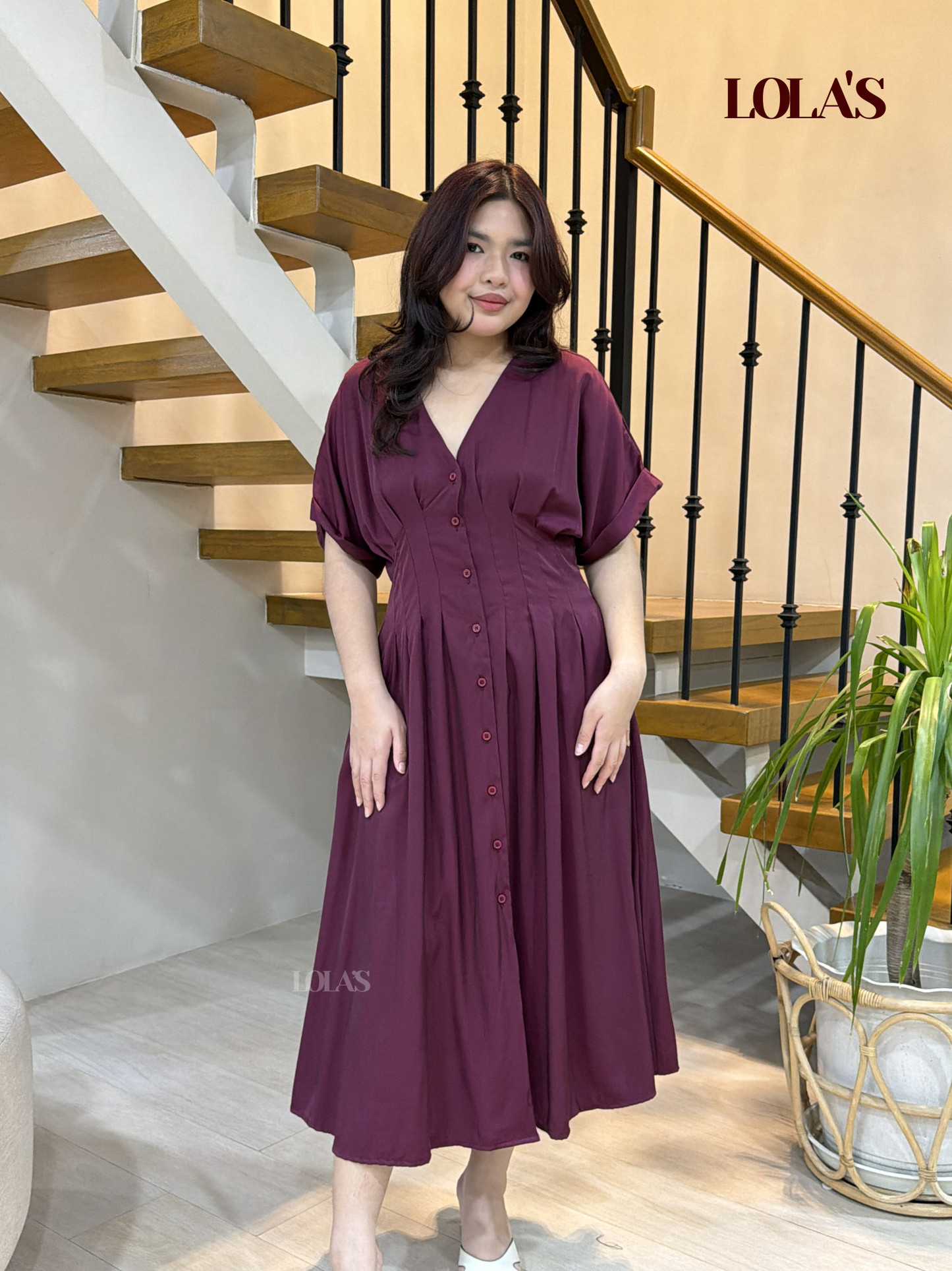 Frederica Dress (Burgundy)