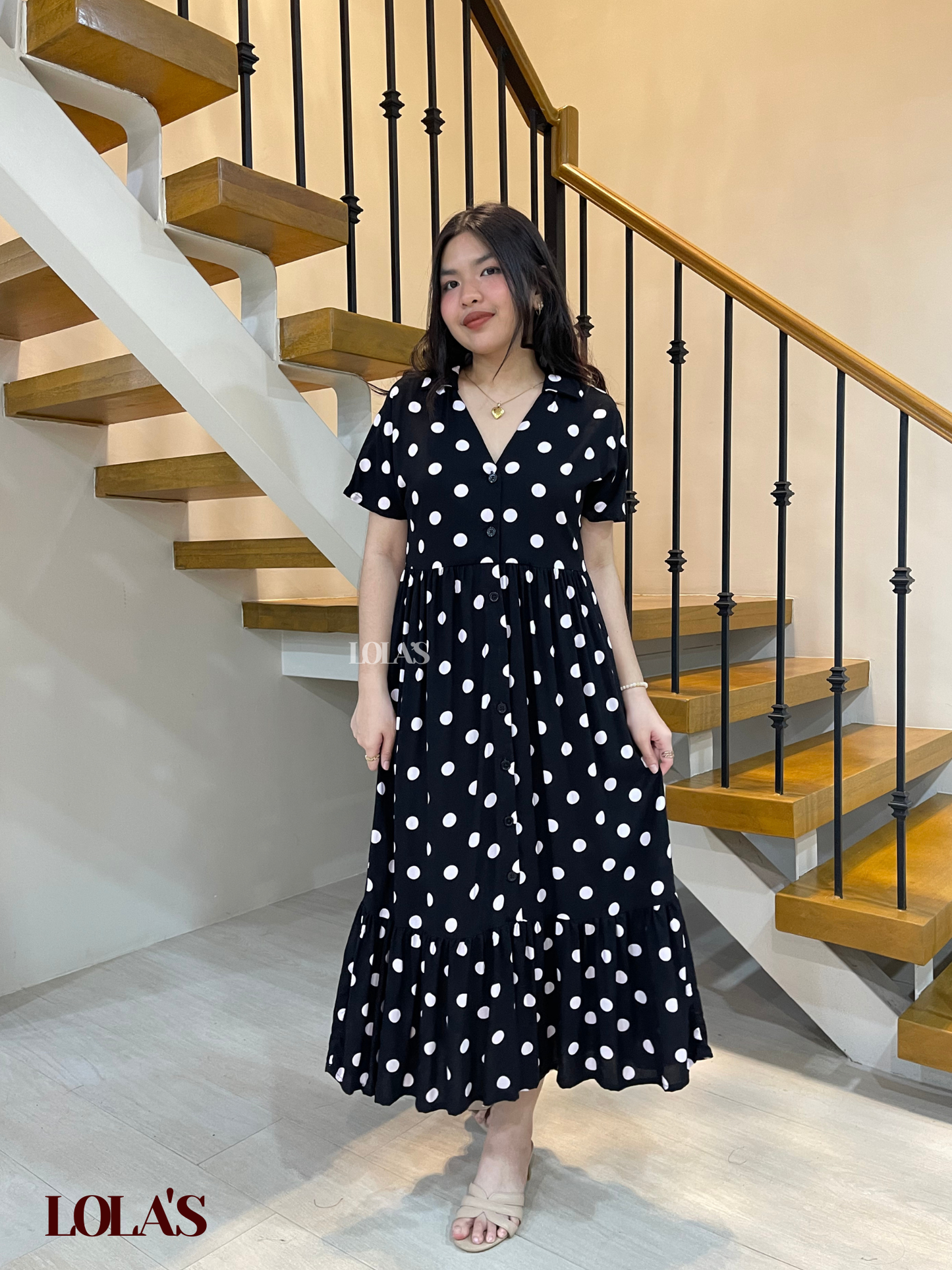 Regine Dress (Black Polka)