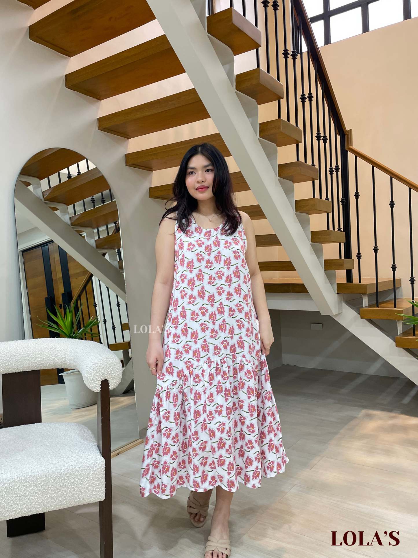 Sita Dress (Pink Daffodils)