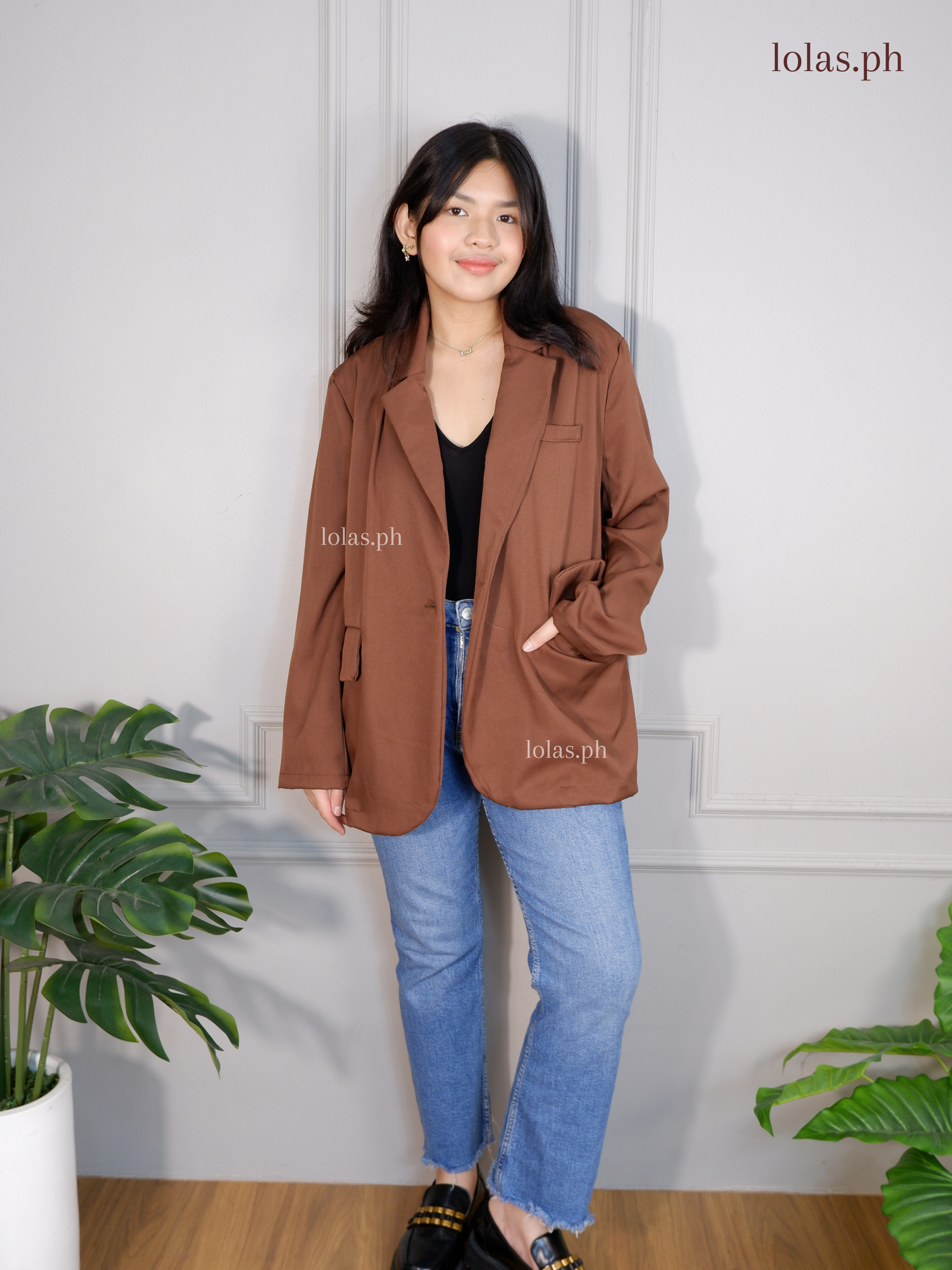 Rhys Oversized Blazer (Dark Wood)