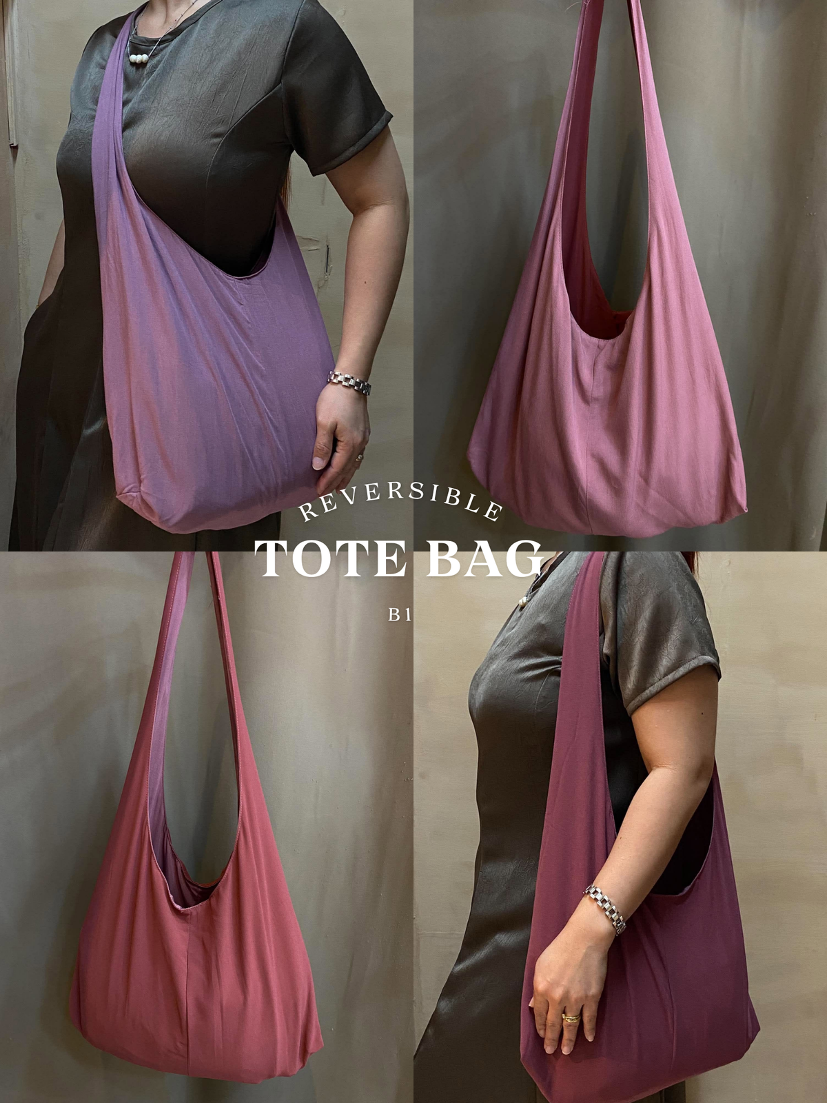 Reversible Tote Bag from Retaso Fabric (Plain | Big)