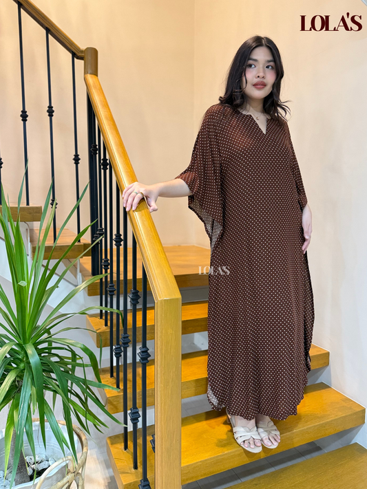 Donya Dress (Brown Polka)