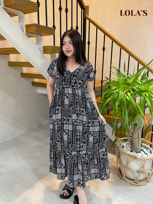 Jane Dress (Black Aztec)