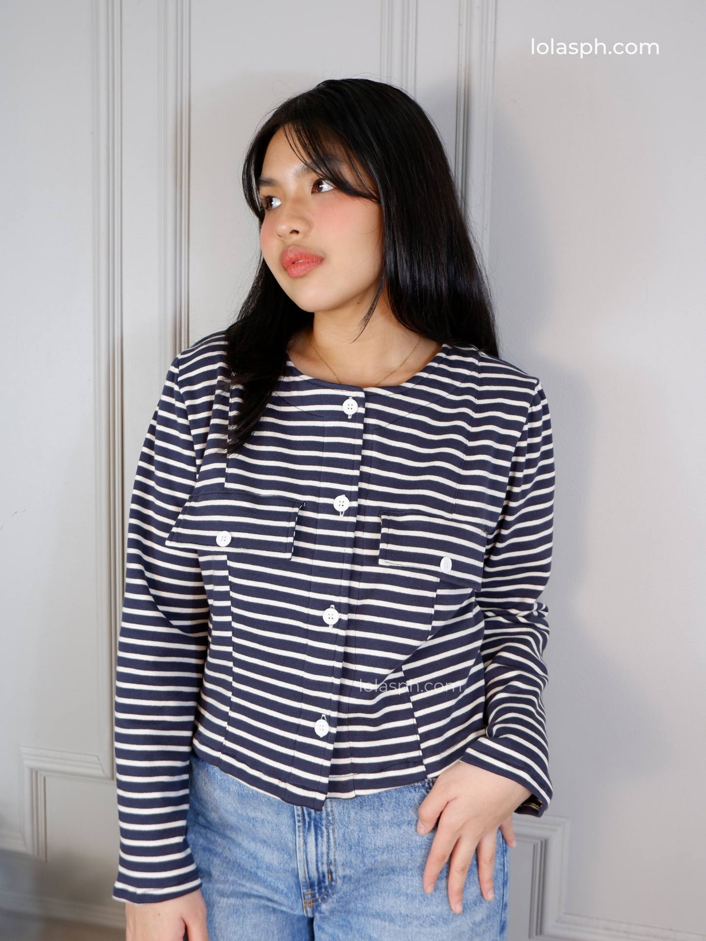 Angela Top (Blue Stripes)