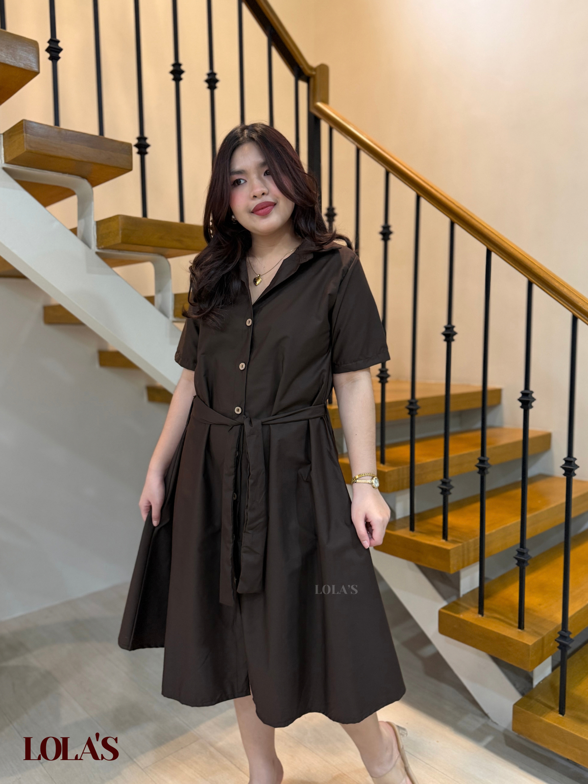 Alexa Polo Dress (Chocolate Poplin)