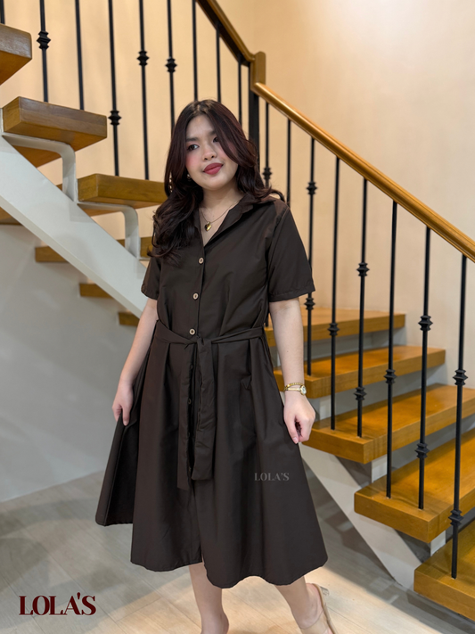 Alexa Polo Dress (Chocolate Poplin)
