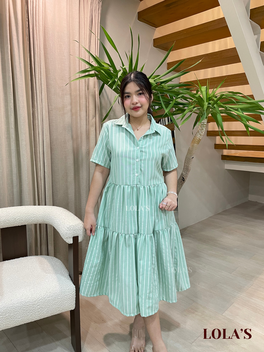 Emily Dress (Green Stripes)