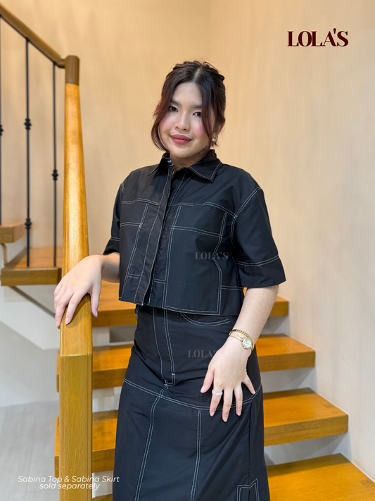 Sabina Skirt (Black Poplin)