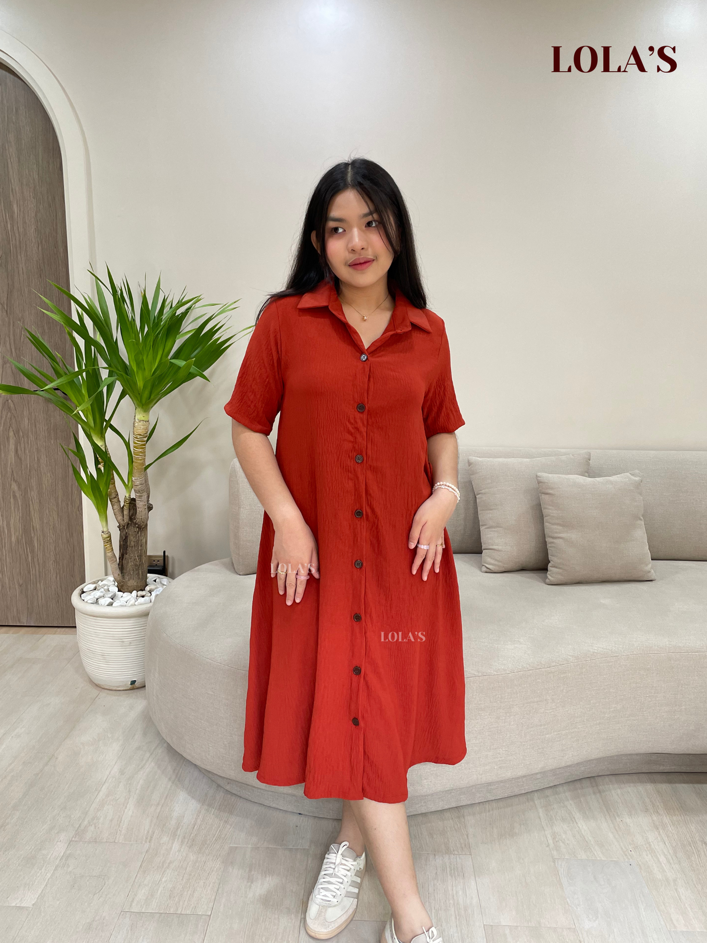 Alexa Polo Dress (Rust)