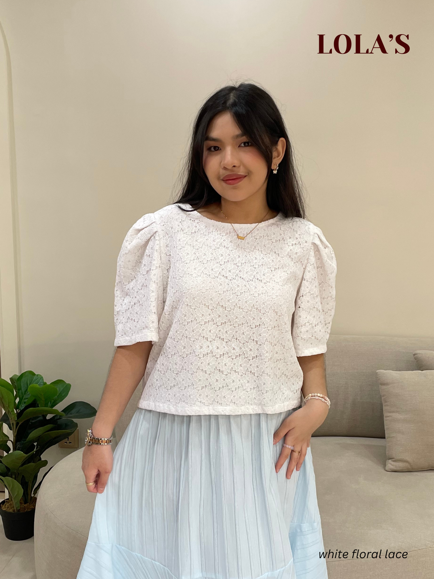 Vivian Top (White Floral Lace)