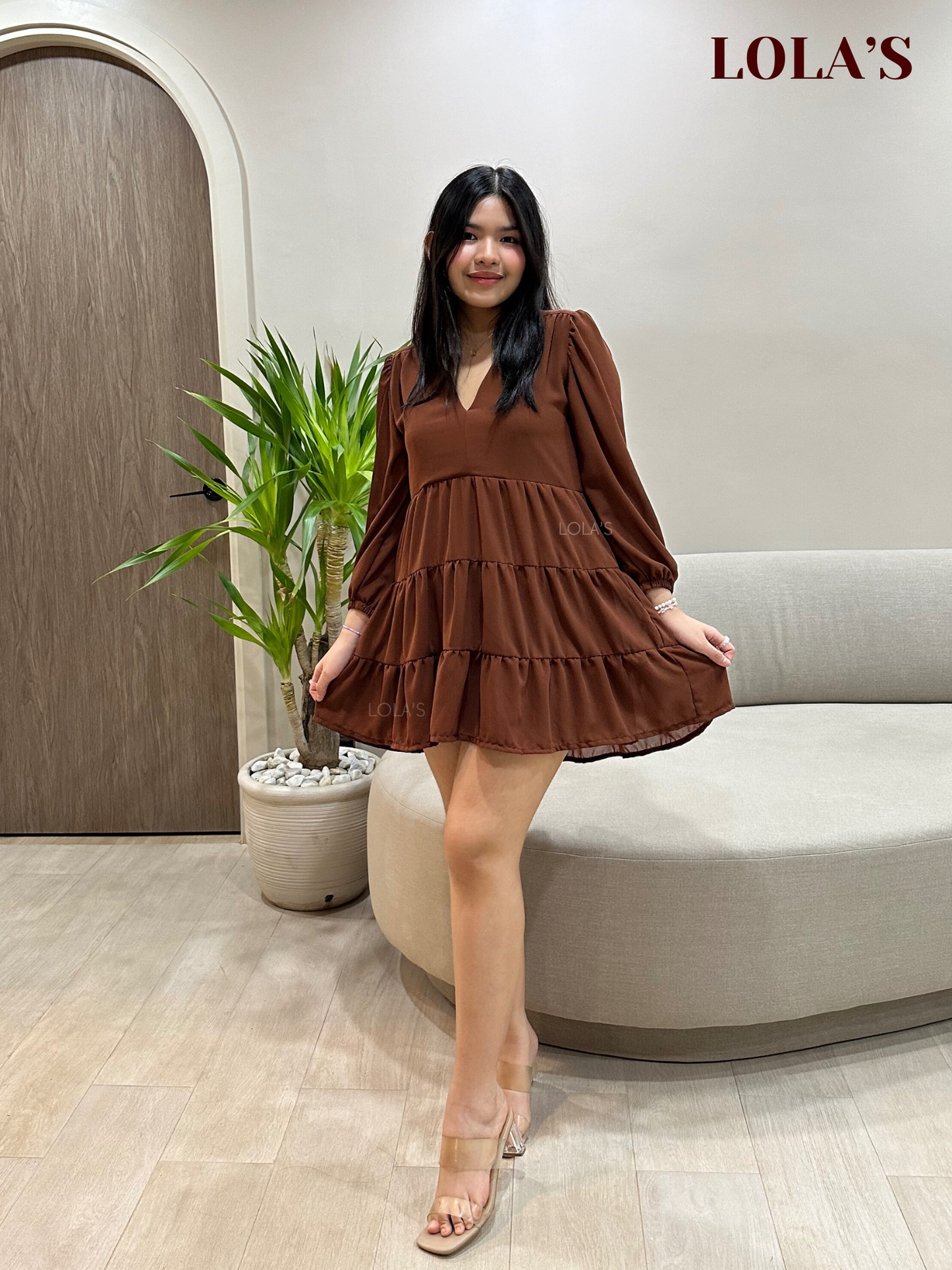 Monina Dress (Chocolate Brown)