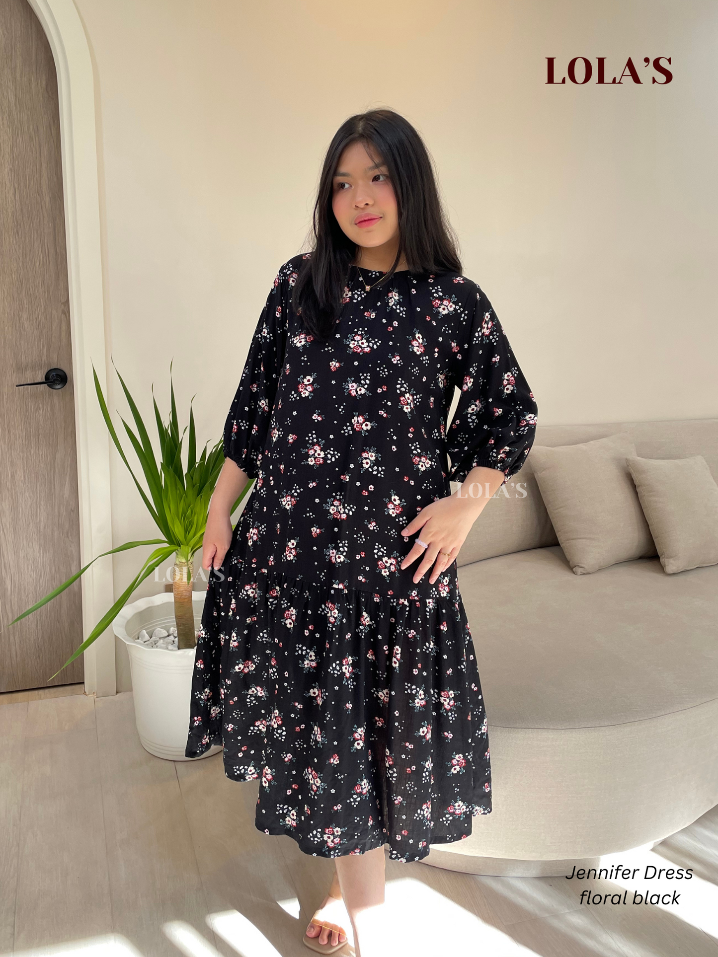 Jennifer Dress (Floral Black)