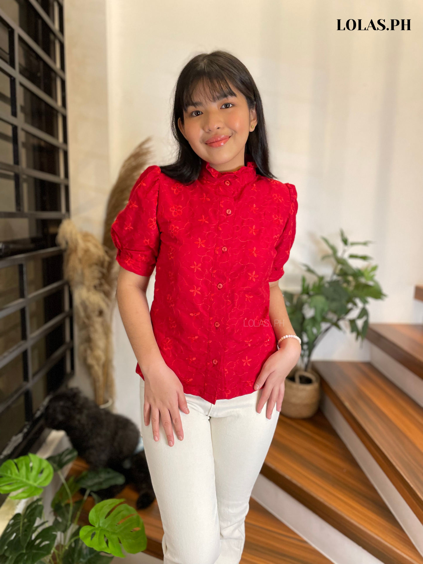 Guinevere Top (Red Eyelet)