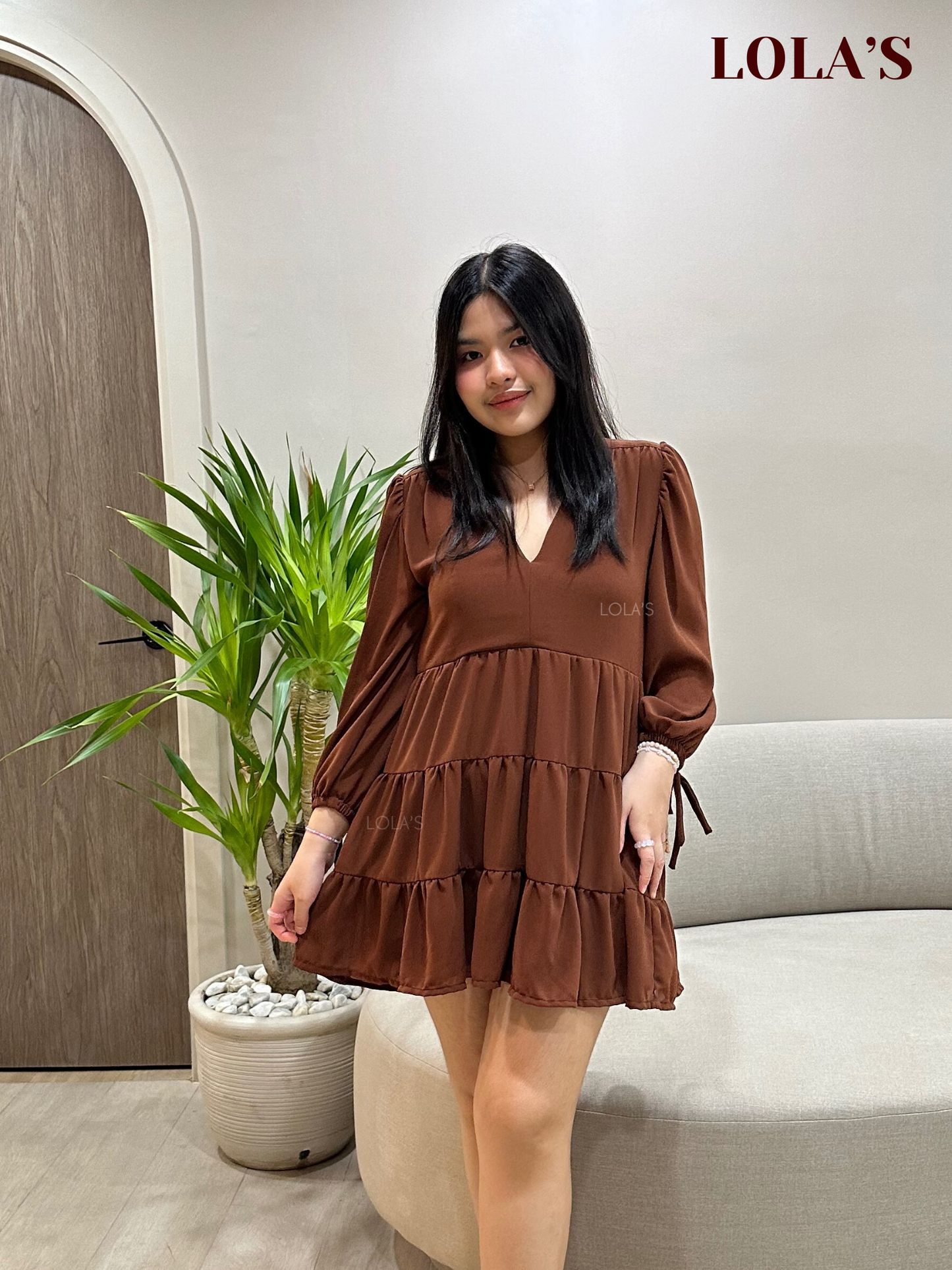 Monina Dress (Chocolate Brown)