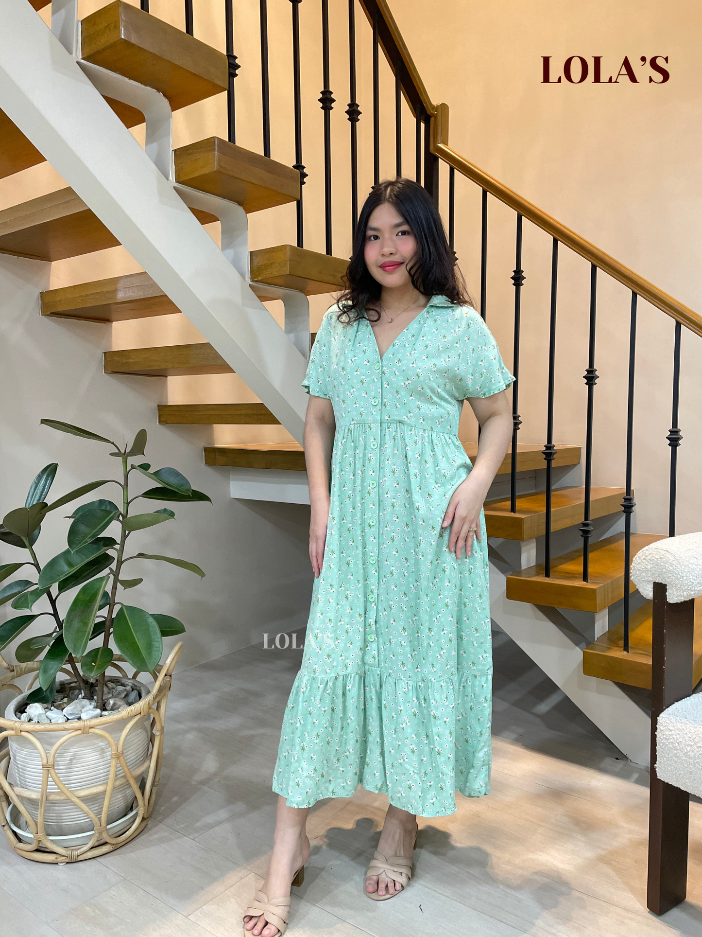 Regine Dress (Mint Bouquet)