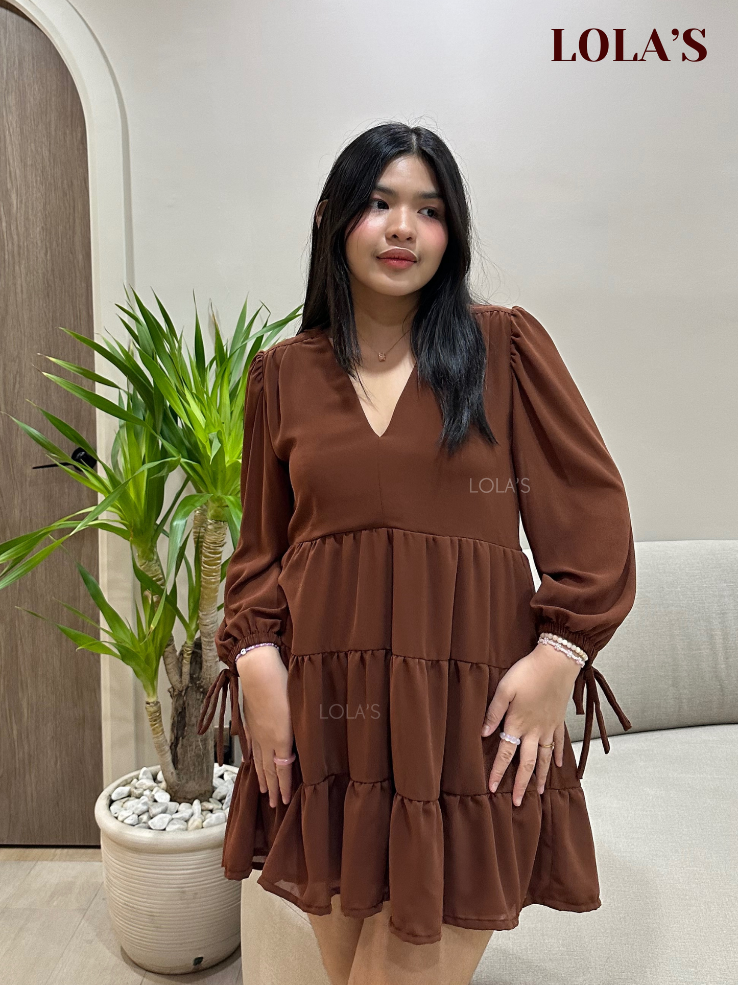 Monina Dress (Chocolate Brown)