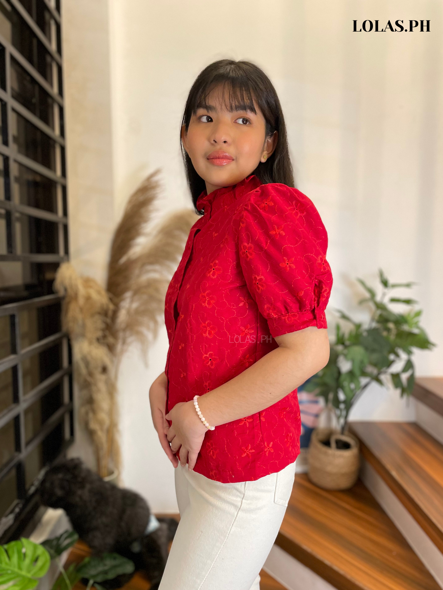 Guinevere Top (Red Eyelet)