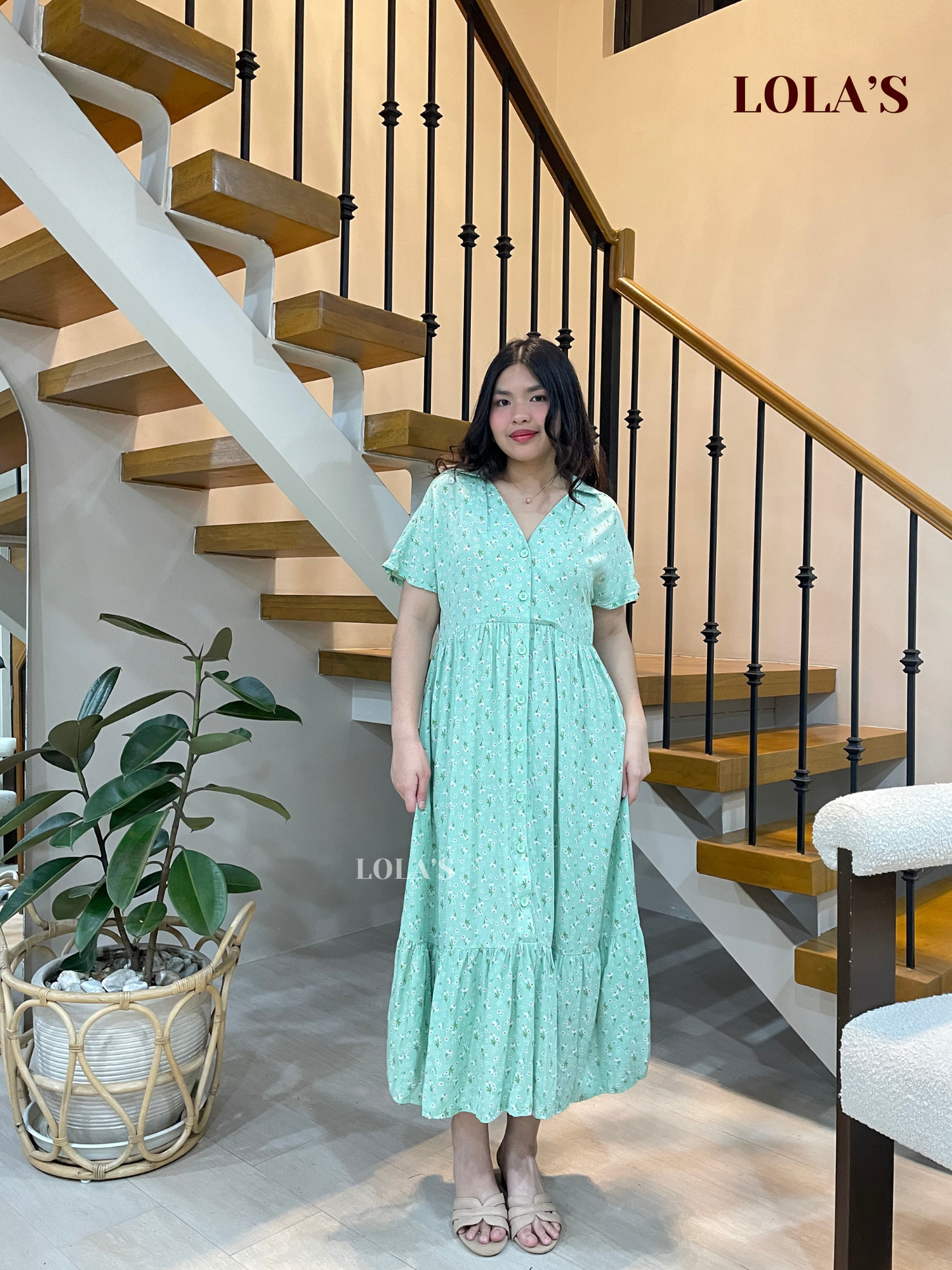 Regine Dress (Mint Bouquet)