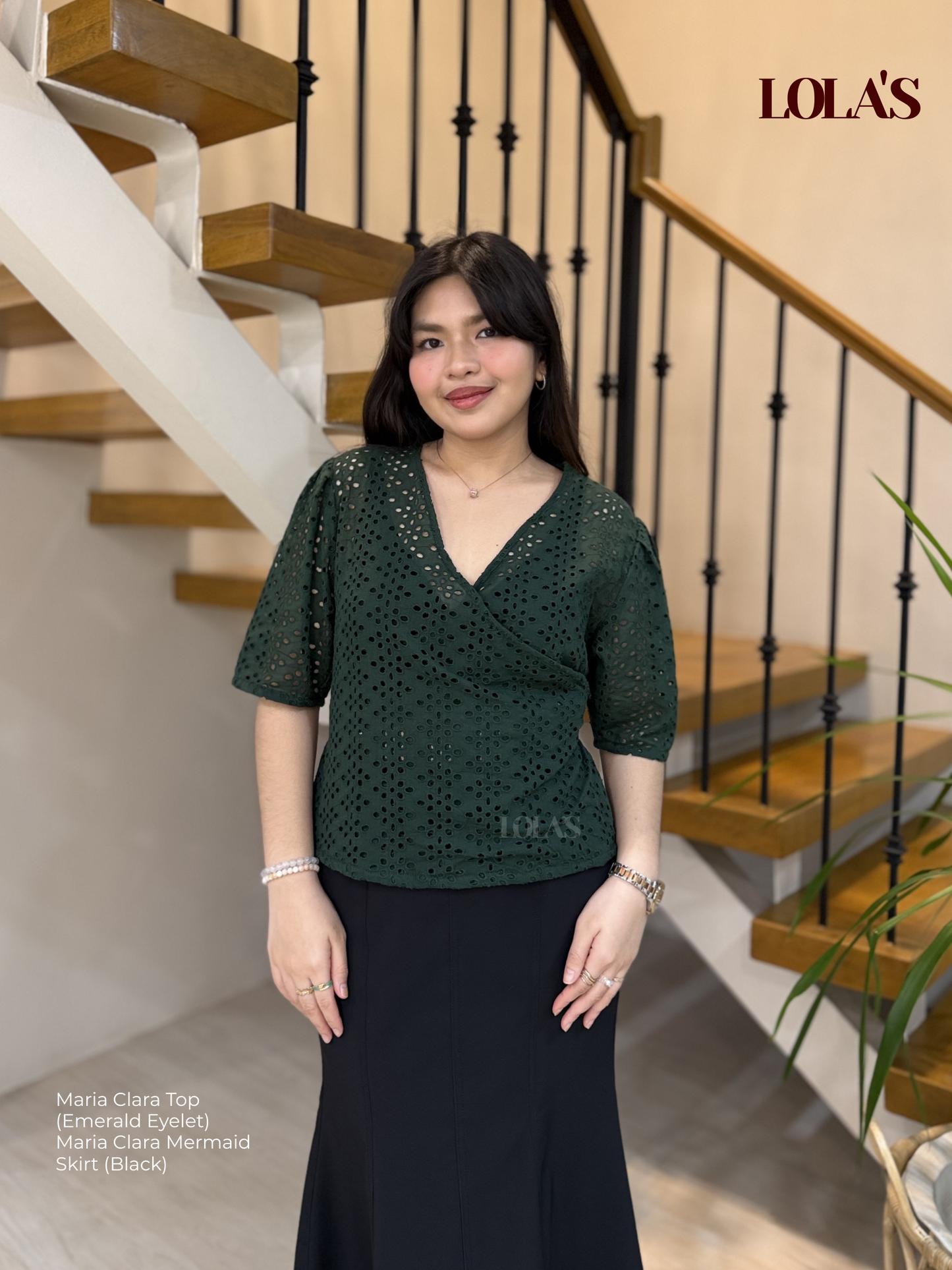 Maria Clara Top (Emerald Eyelet)