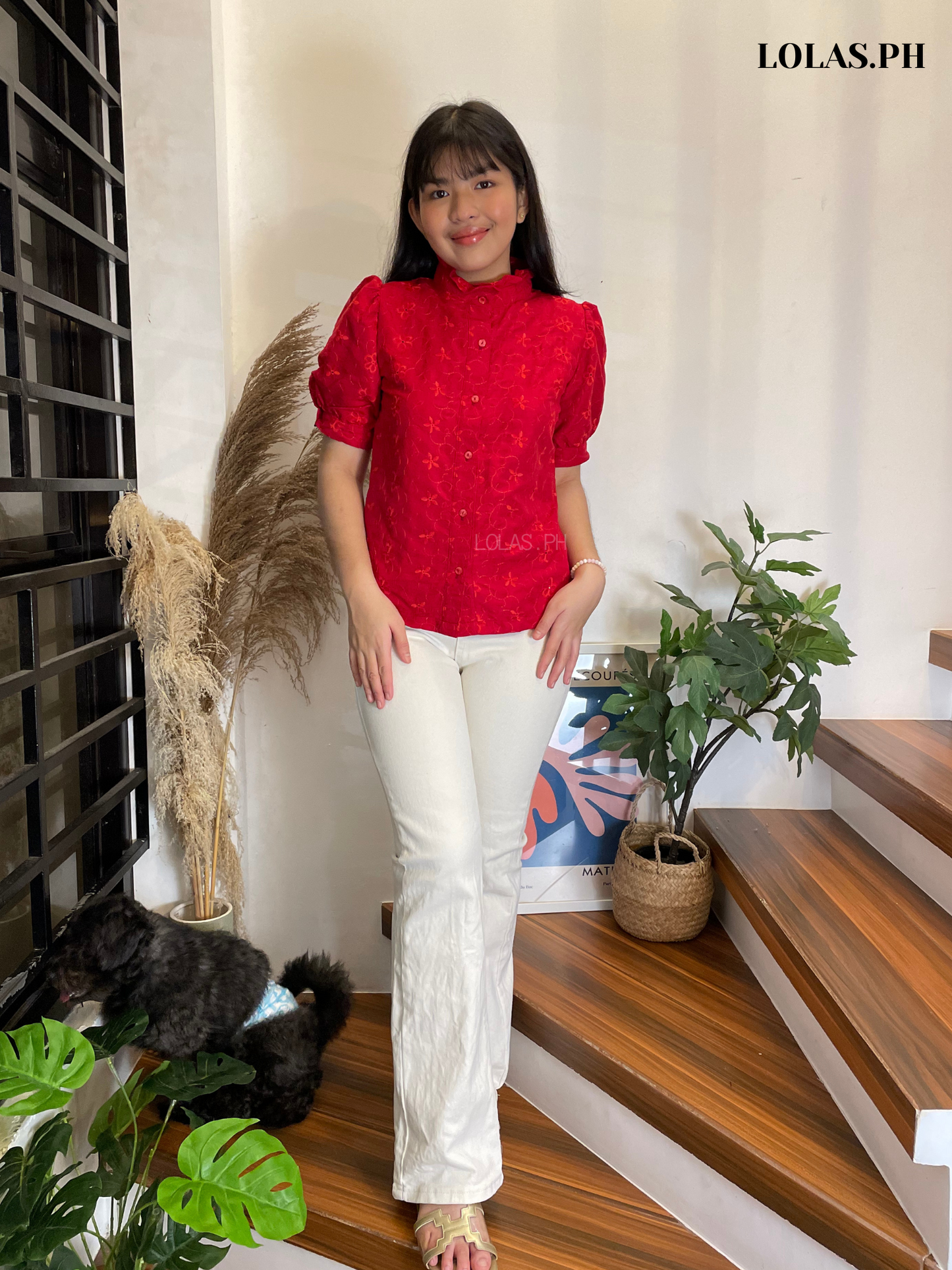 Guinevere Top (Red Eyelet)