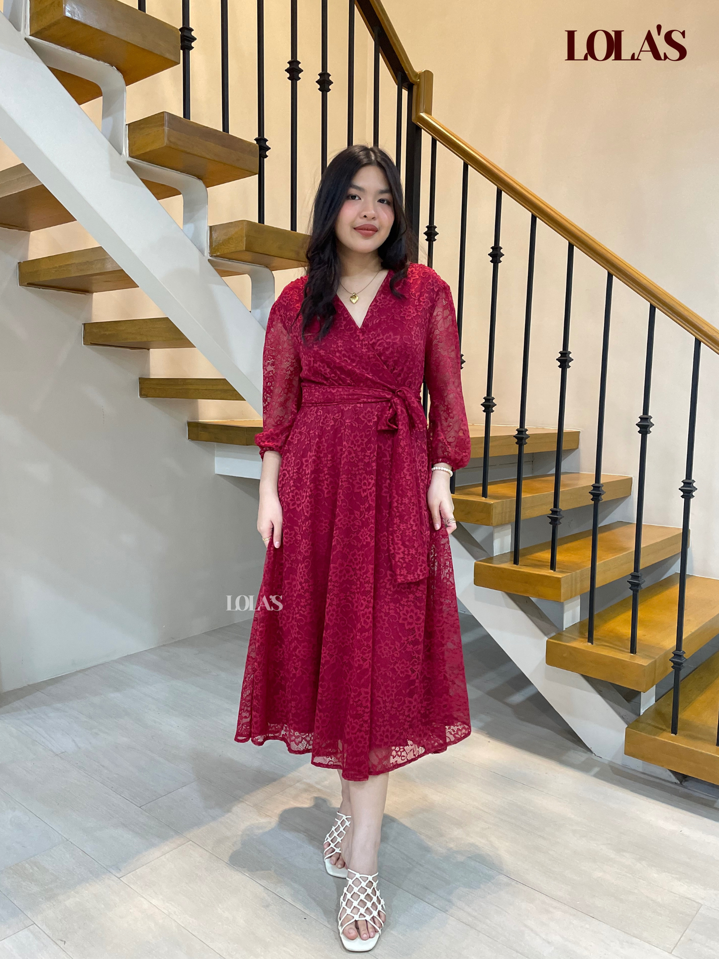Paula Dress (Maroon Lace)