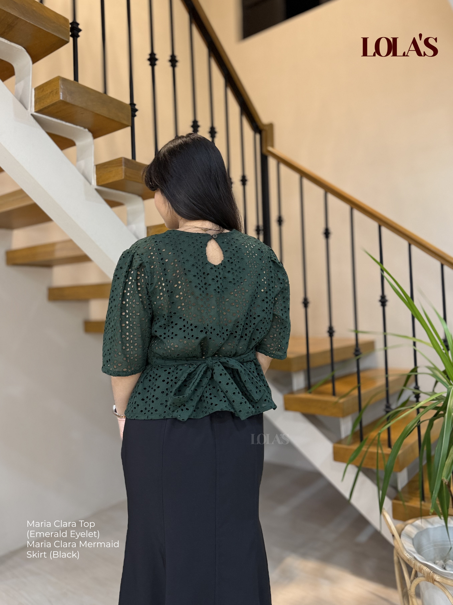 Maria Clara Top (Emerald Eyelet)