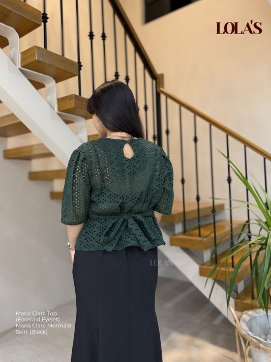 Maria Clara Top (Emerald Eyelet)