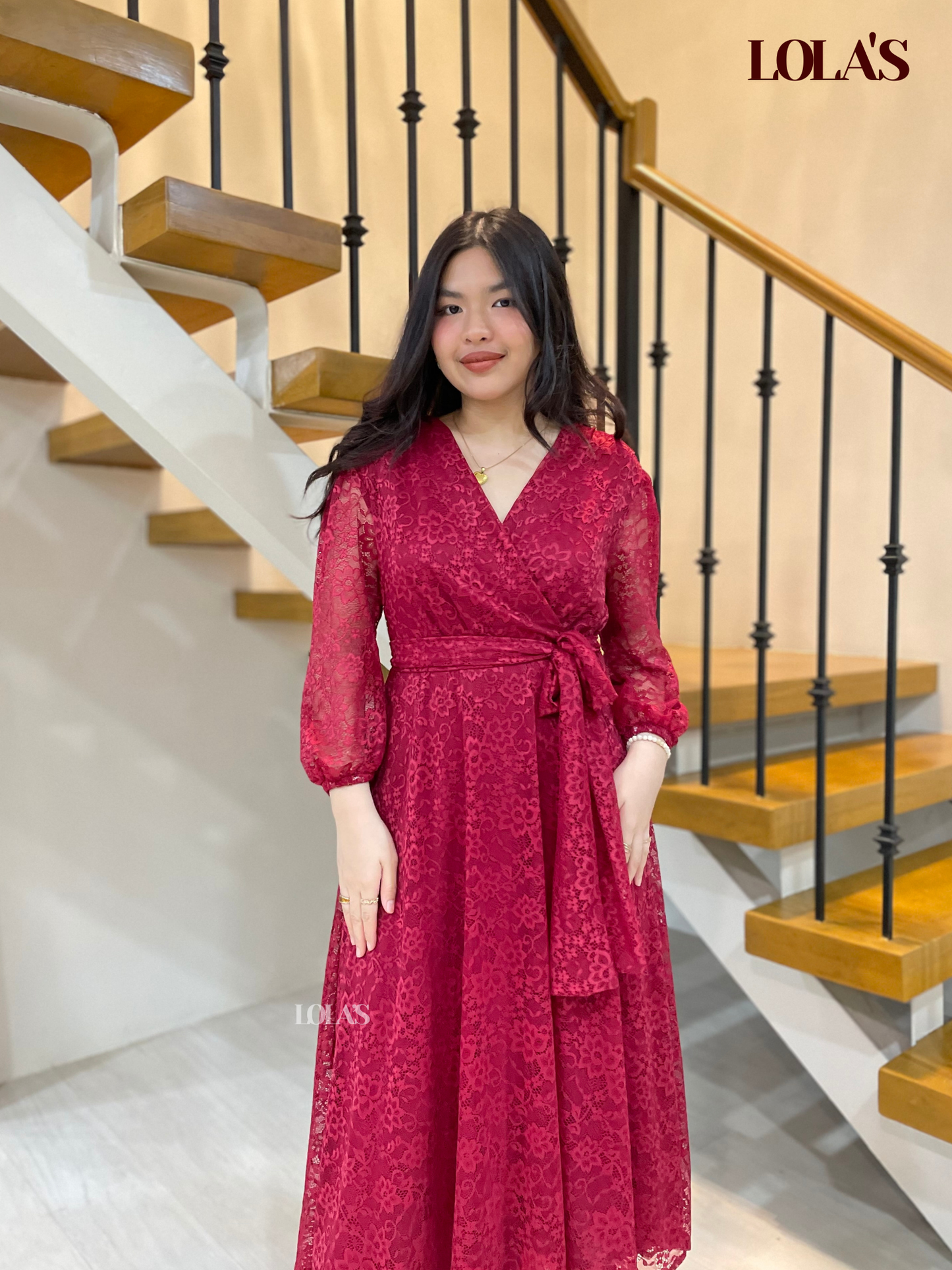 Paula Dress (Maroon Lace)