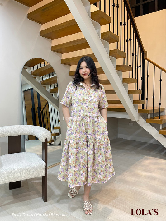 Emily Dress (Matcha Blossoms)