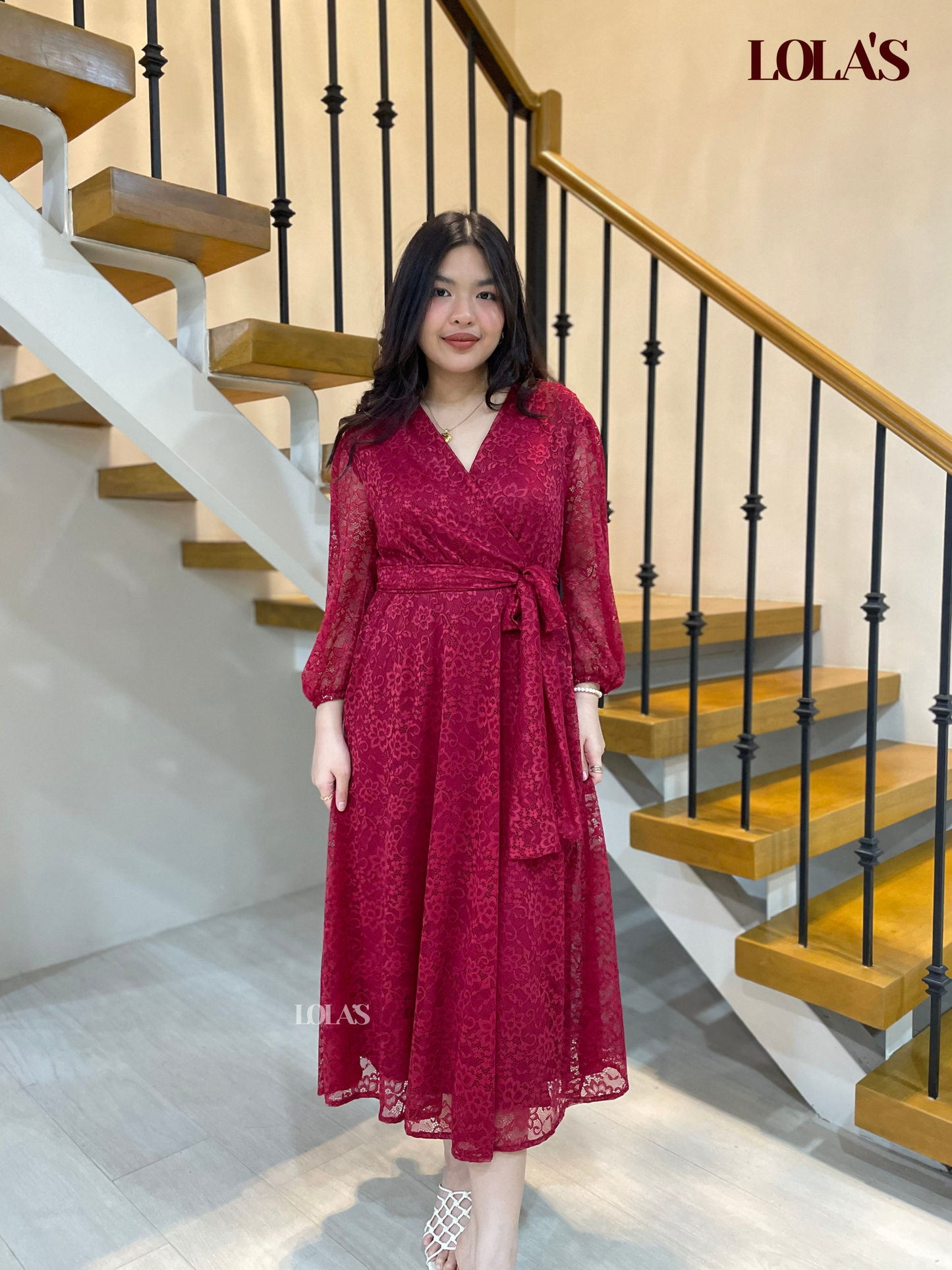 Paula Dress (Maroon Lace)