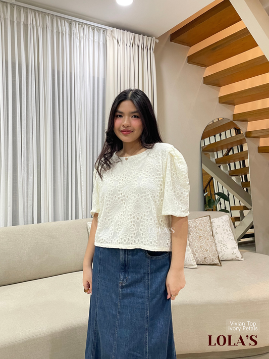 Vivian Top (Ivory Petals Lace)