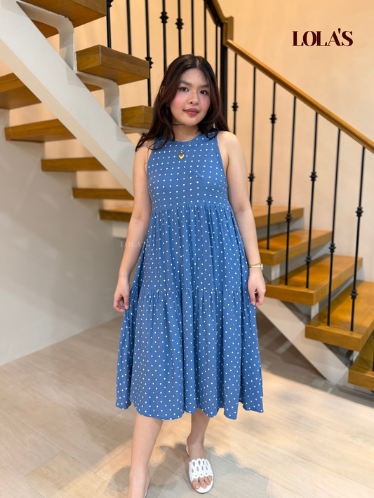 Miles Dress (Blue Tiny Polka)