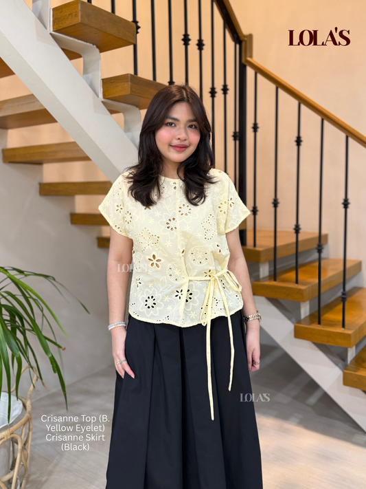 Crisanne Top (Butter Yellow Eyelet)