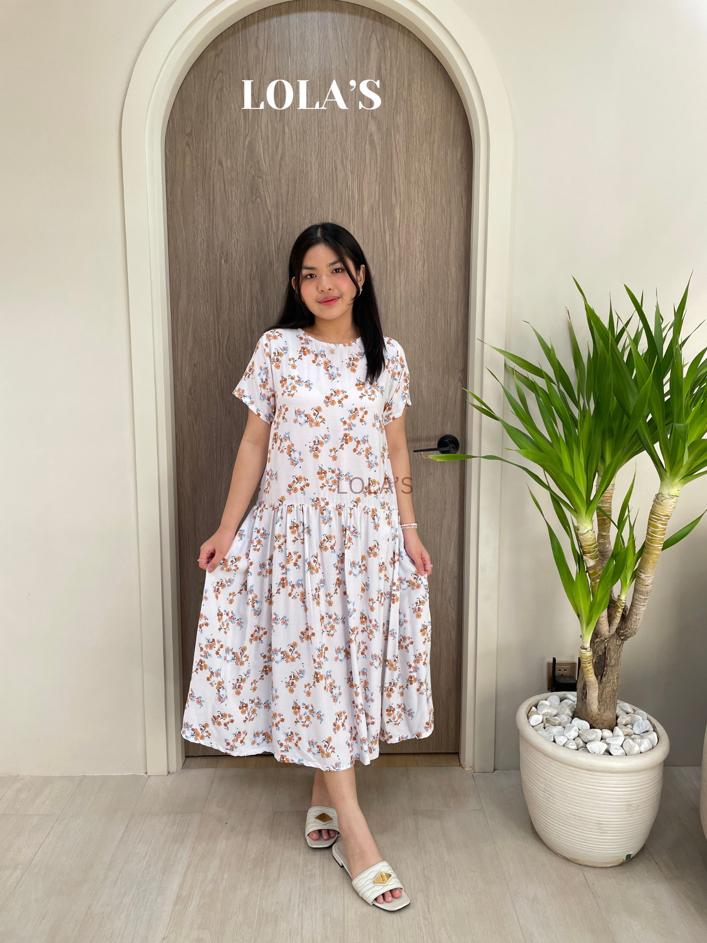 Mina Dress (White Floral)