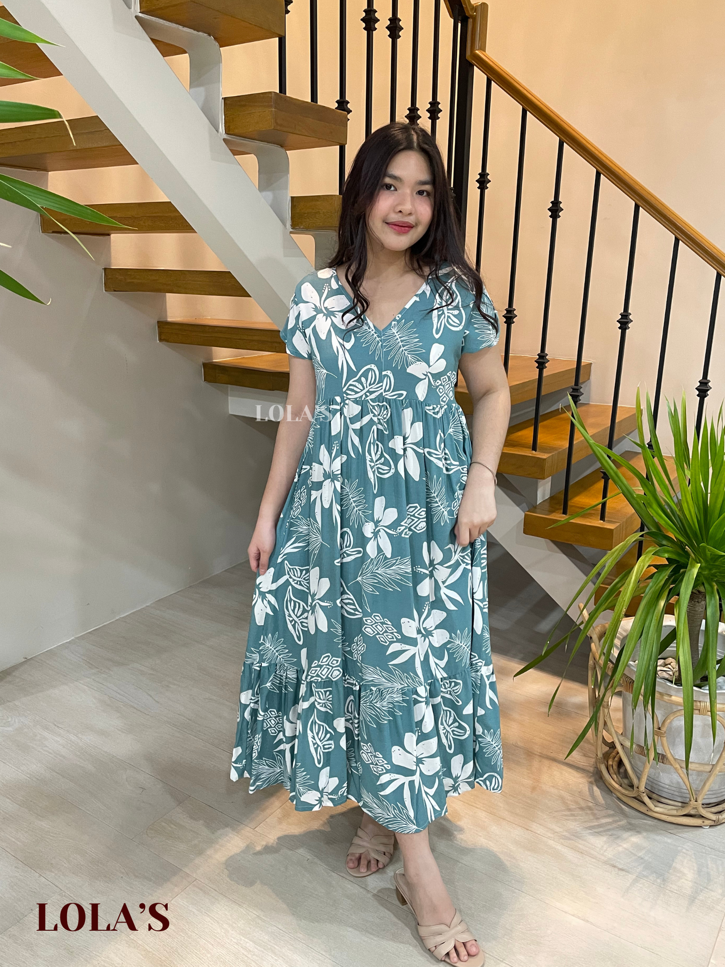 Jane Dress (Floral Aqua)