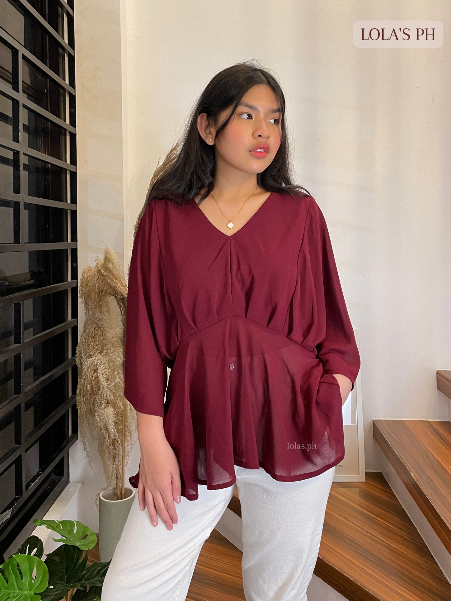 Melissa Blouse (Maroon)