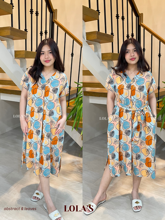 Tracy Dress (Abstract & Leaves)