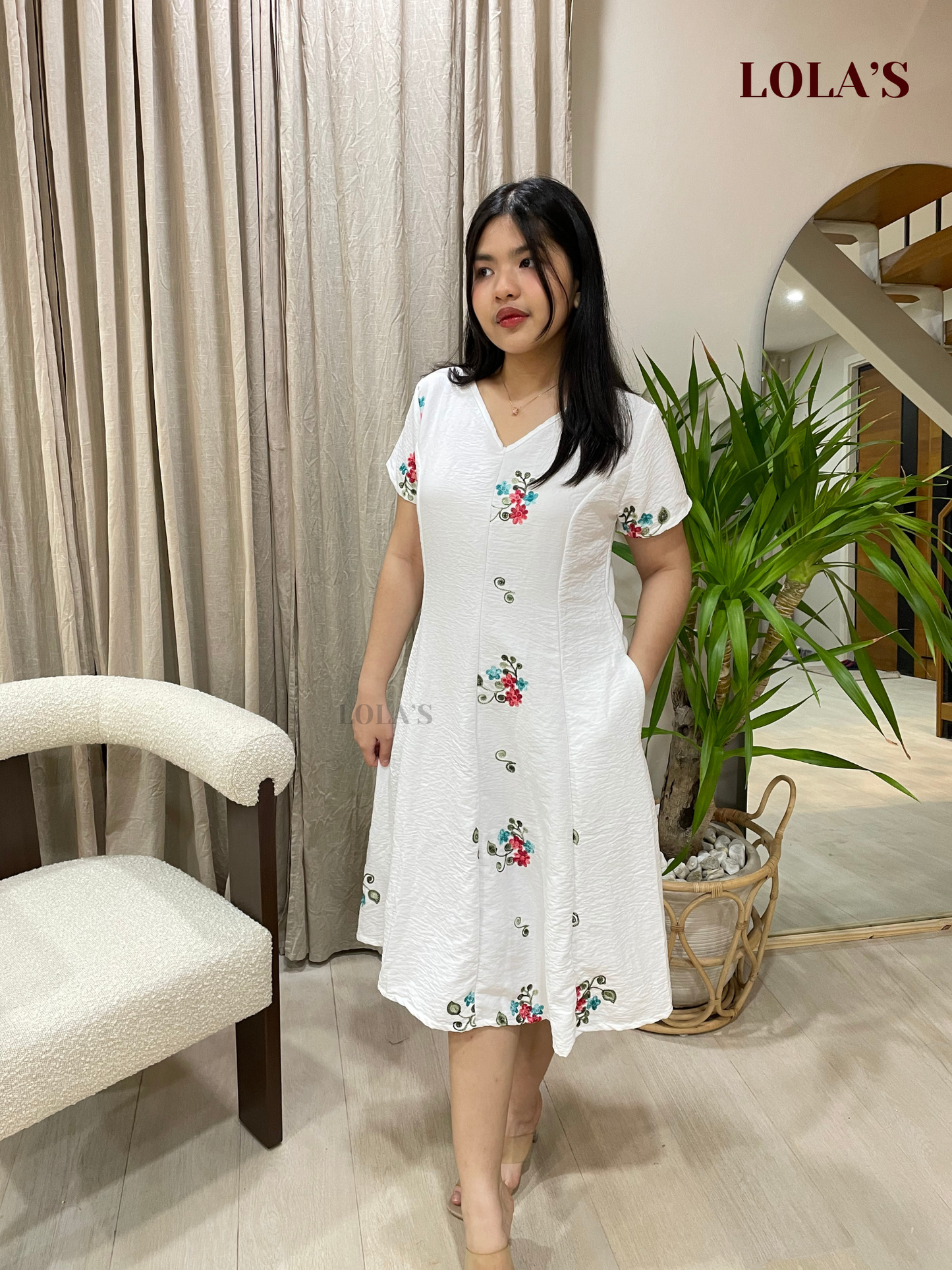 Reema Dress (White Embroidery)