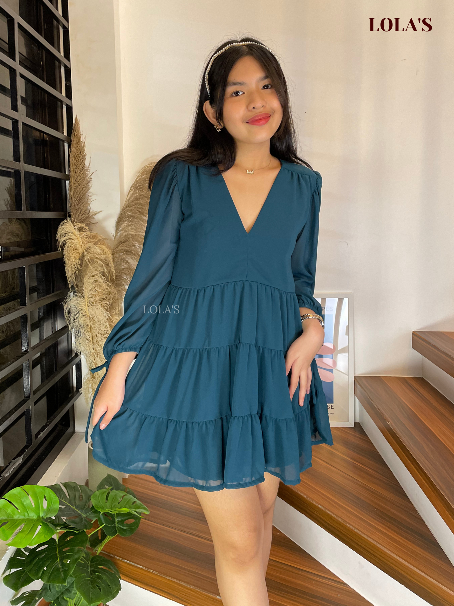 Monina Dress (Blue Green)