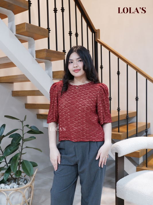Vivian Top (Maroon Lace)