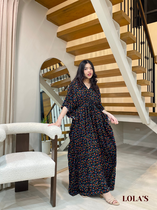 Rowena Dress (Black Blooms)